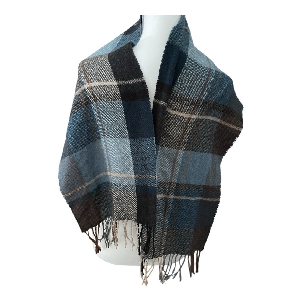 Men’s 2 Scarfs Cashmink By V. Fraas Blues plaid scarf And Green & Blue No Label